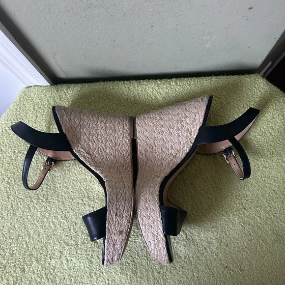 Michael Kors Black Espadrille Platform Wedge Sandals Heels - Picture 9 of 10